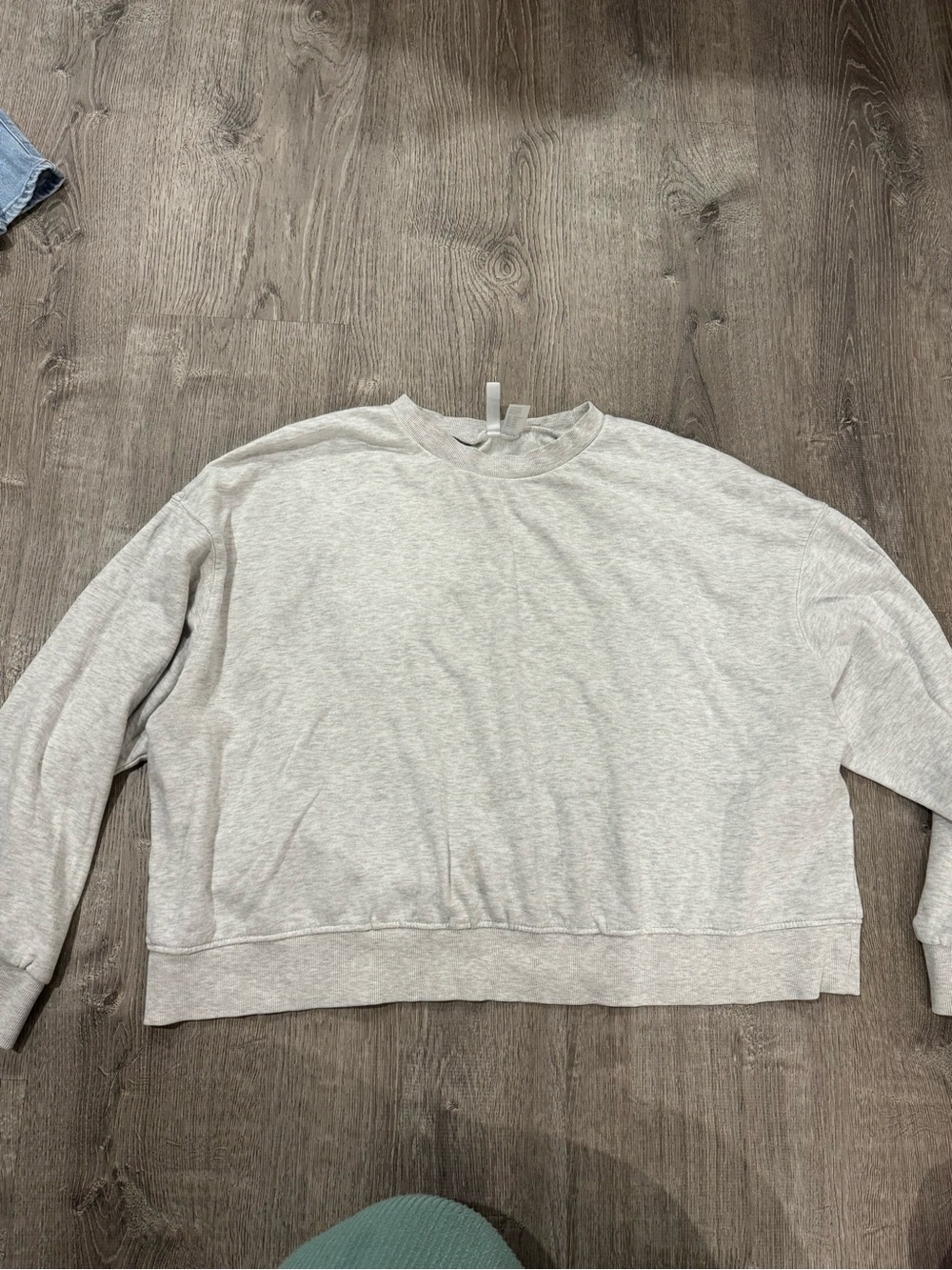 Classic Light Gray Boxy Cropped Crewneck Sweatshirt